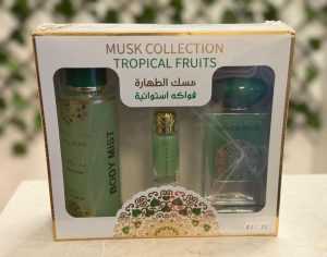 Set de perfume Musk Collection Tropical Fruits de Gulf Orchid con body mist y aceite de fragancia
