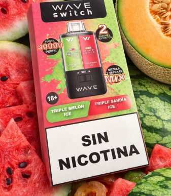 "vaper wave switch sin nicotina 40000 puffs sabor triple melón y sandía ice"