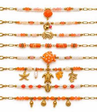 PULSERAS MARINAS NARANJAS TOBILLERAS
